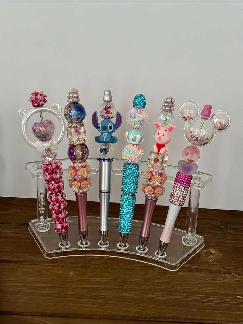 6 PC Decorative  Character Pens Set - Assorted Pink, Blue & Silver